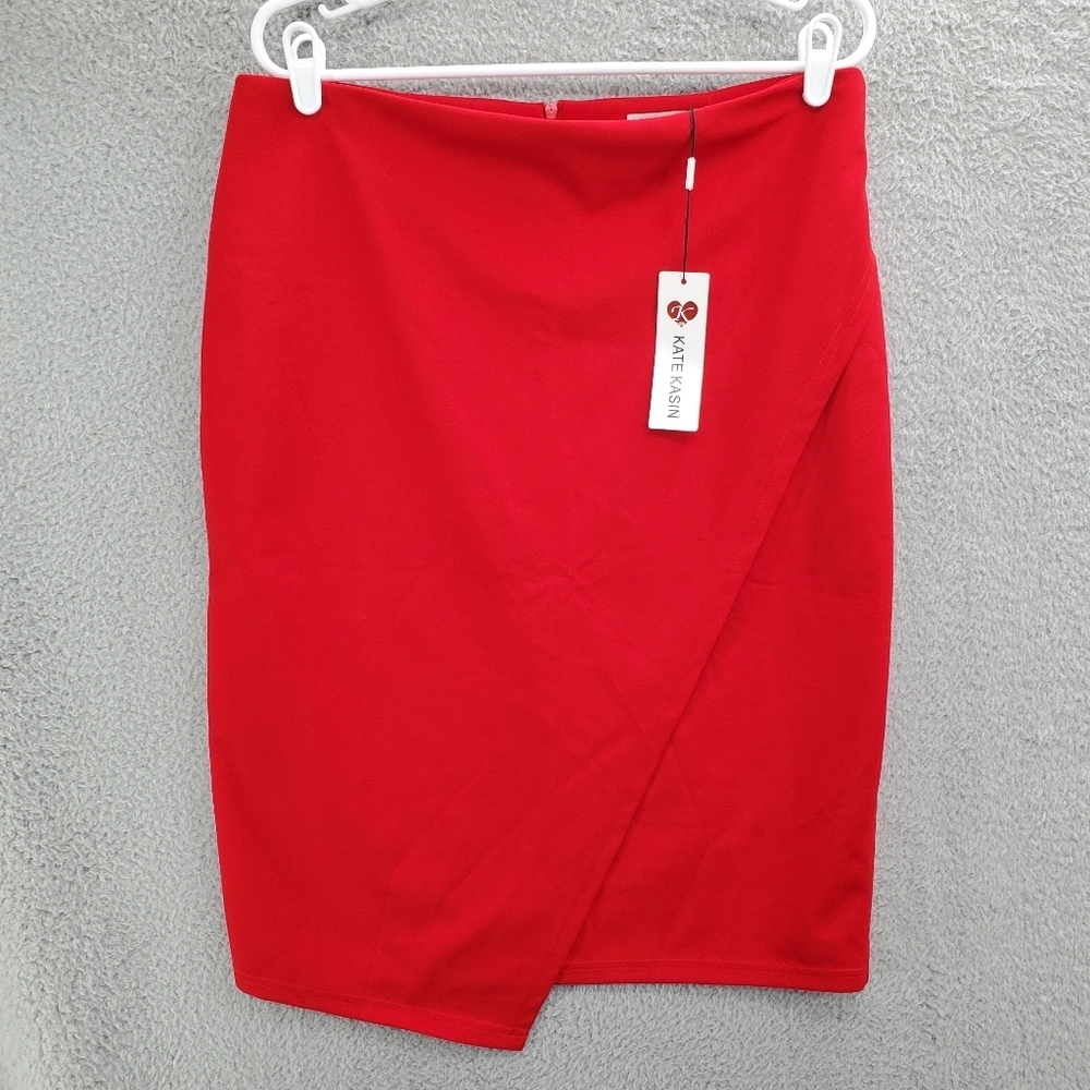 Kate Kasin Pencil Skirt Red Womens Size 2XL NWT